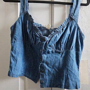 New Mix Women's Denim Look sleeveless corset-style  Tank Top, crop top size L
